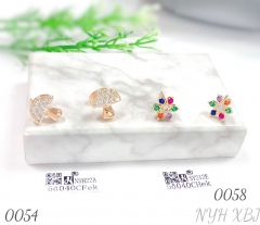Mushroom earrings with colorful zircon and flower