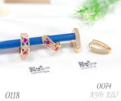 New French retro earrings 18K gold-plated brass zircon