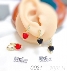 Fashionable Heart Zircon Copper Gold-Plated Earrings