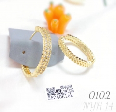 Gold-plated brass zircon earrings fashionable and light luxury style