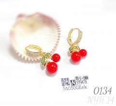 Brand new fashionable novelty chic cherry fruit earrings