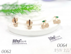 Fashion Pink and White Zircon Cactus Cherry Earrings