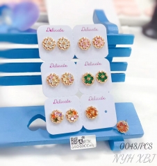 Colorful zircon flower earrings