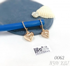 Gold Plated Heart Shaped Pendant Earrings Women's Jewelry