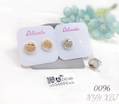 Fish scale pattern 18K real gold earrings jewelry gift