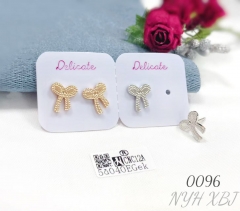 Wholesale fashion shiny bow earrings for teenage girls