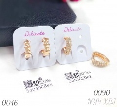 18K Real Gold Plated Zircon Hoop Earrings for Girls