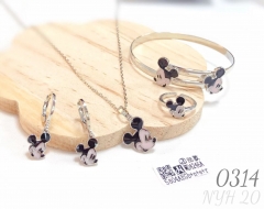 Cartoon cute Mickey Mouse pendant earring necklace 4-piece set