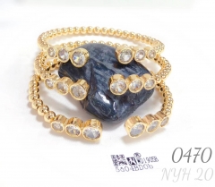 Three-piece zircon bead open bracelet set