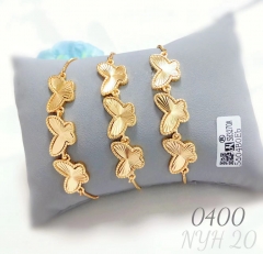 3-piece gold-plated copper butterfly bracelet set for women