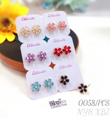 Mixed Color Zirconia Flower Earrings