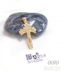 Simple Brass 18k Gold Plated Religious Cross Pendant