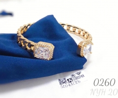 New design gold plated brass zircon fashion hip hop bracelet