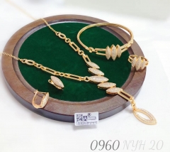 Fashion Alloy Inlaid Zircon Necklace Earrings Ring Bracelet Set