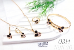 18K gold-plated Mickey Mouse earring and necklace set of four