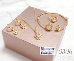Flower zircon necklace four-piece set