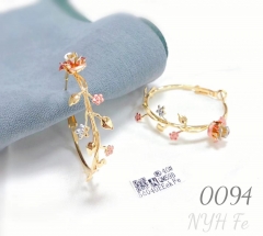 Gold-plated jewelry flower large ring earrings