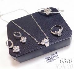 Sparkling Zircon Pendant Necklace Earrings Ring Set