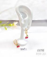 18k gold-plated colored zircon cherry pendant earrings