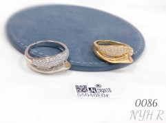 Unique design brass 18K gold-plated cubic zirconia ring