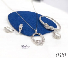Instagram-worthy pendant zircon necklace, bracelet, and earrings set