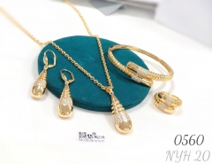 Zircon exquisite necklace, earrings, ring, and bracelet set