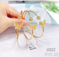 Fashionable gold-plated adjustable butterfly bracelet three-piece set