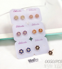 Flower shaped zircon stud earrings