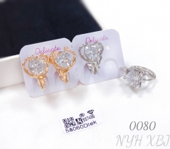 Large zircon gold-plated earrings