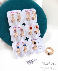 Mixed Color Zircon Rose Gold Earrings