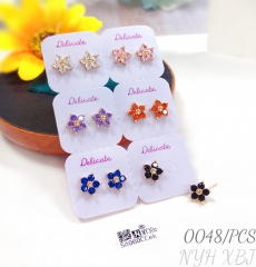 Multi color floral zircon stud earrings