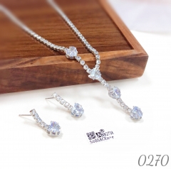 Heart-shaped zircon earring necklace jewelry set
