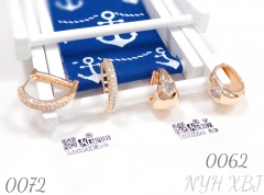 Heart shaped zircon gold plated copper hoop earrings