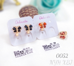 Black red zircon butterfly shaped hoop earrings