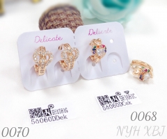 Colorful white zircon heart hoop earrings