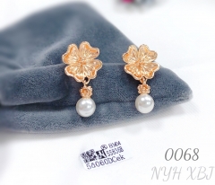 Elegant Flower Pearl Pendant Earrings