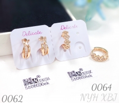 Popular gold plated zircon flower earrings