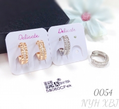 Gold-plated and silver zircon minimalist earrings