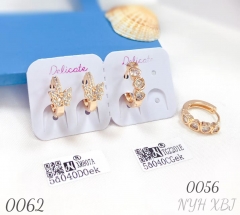 Butterfly and heart-shaped zircon earrings