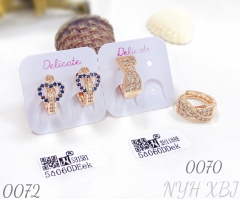 Heart shaped zircon gold plated hoop earrings