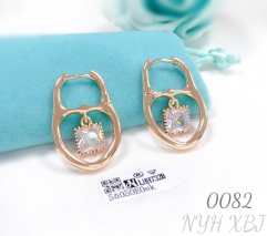 Large zircon gold plated personalized earrings