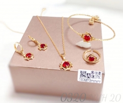 New Red Zircon Necklace Jewelry Set
