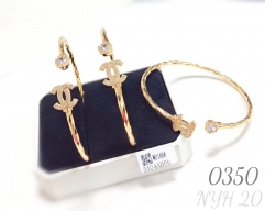 Women's zircon gold-plated open bangle