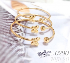 Gold-plated butterfly open bracelet three-piece set