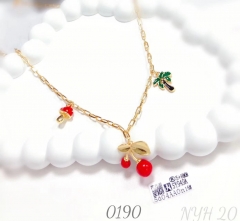 High-quality gold-plated copper fashion cherry chain necklace