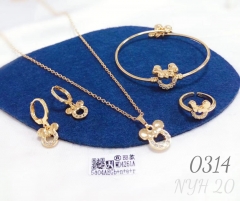 Gold-plated cartoon pendant earrings children's jewelry set
