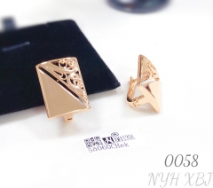 Retro square patterned openwork earrings