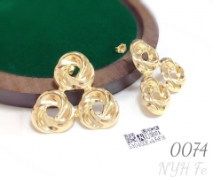 Gold-plated, delicately raised lava-patterned irregular earrings