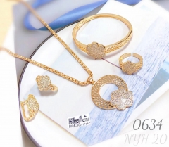 Wholesale gold-plated bronze zircon four-piece jewelry set