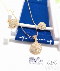 Gold-plated round zircon pendant necklace set for women
